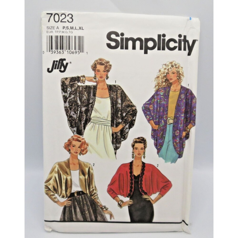 Simplicity #7023 Misses Loose Fitting Jackets Sewing Pattern VTG 90s Uncut P-XL
